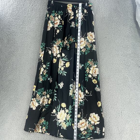 Derek Heart Skirt Shorts Womens Jr M Black Floral Maxi Flowing Boho Lightweight - Picture 2 of 11